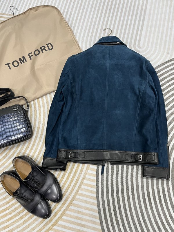 TOM FORD 데님 가죽 자켓 슬림 숏 001-268234