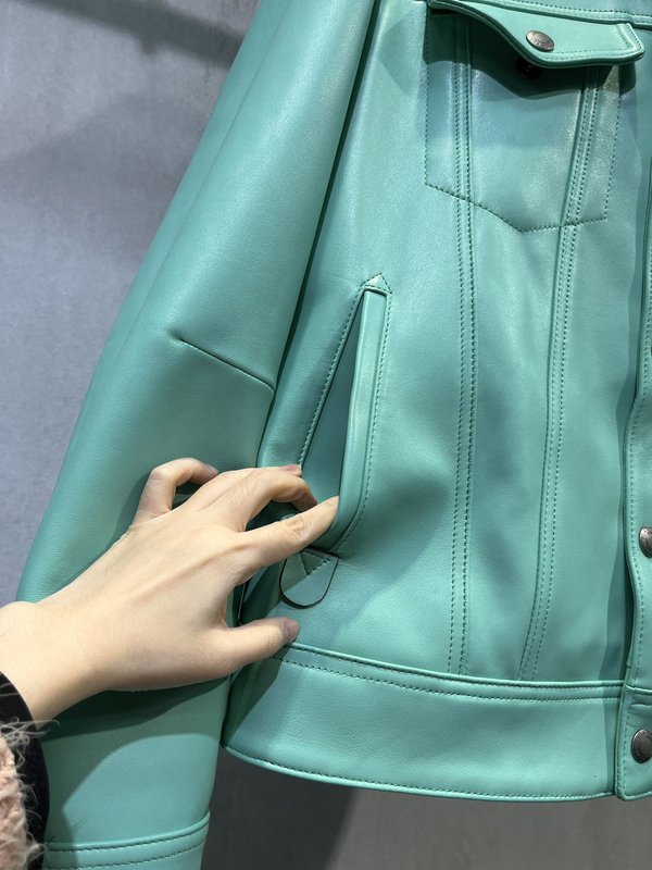 TOM FORD 민트 그린 데님 가죽 자켓 001-268274