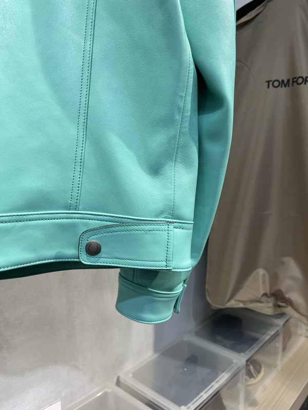 TOM FORD 민트 그린 데님 가죽 자켓 001-268274