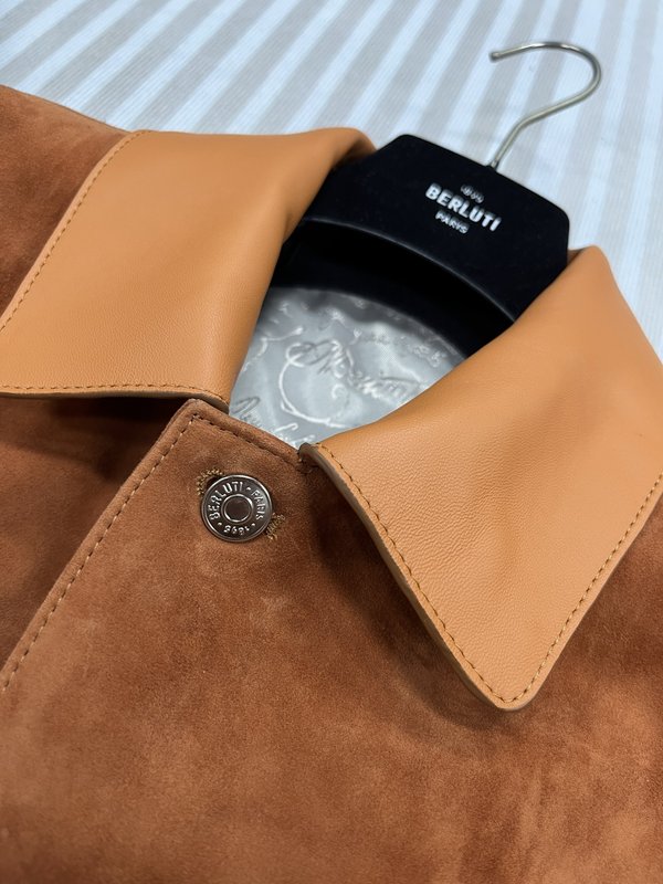 Berluti 플립 칼라 가죽 자켓 001-268327