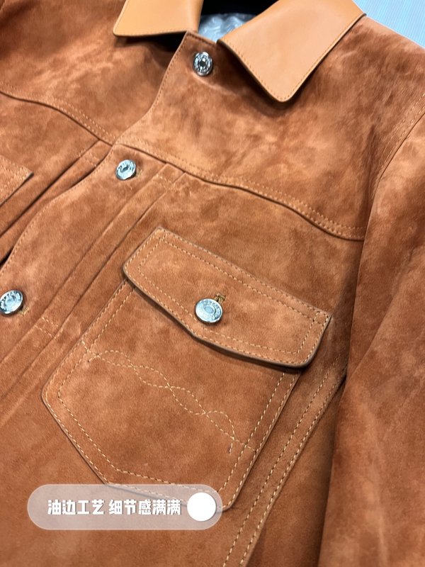 Berluti 플립 칼라 가죽 자켓 001-268327