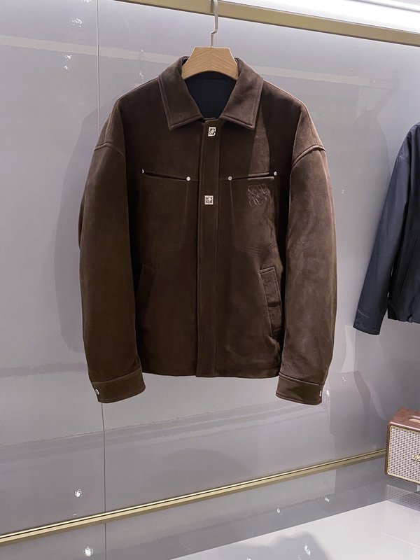 Loewe 남성 가죽 라펠 자켓 001-268360