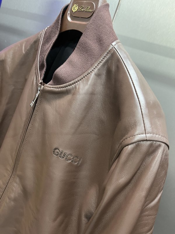 Gucci 정교한 자수 야구복 가죽자켓 001-268382