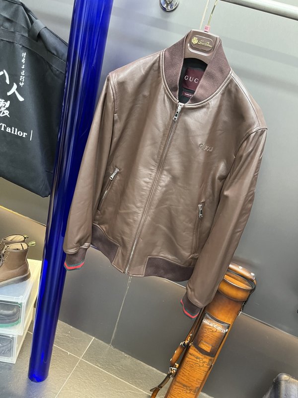 Gucci 정교한 자수 야구복 가죽자켓 001-268382