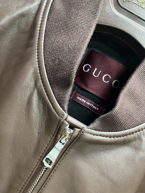 Gucci 정교한 자수 야구복 가죽자켓 001-268382