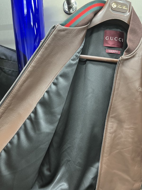 Gucci 정교한 자수 야구복 가죽자켓 001-268382