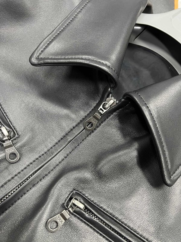 TODS 블랙 바이커 가죽 자켓 001-268398