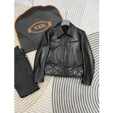 TODS 블랙 바이커 가죽 자켓 001-268398