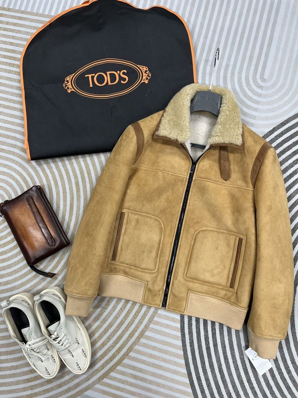 TODS 양모 피혁 재킷 (숏 스타일) 001-268405