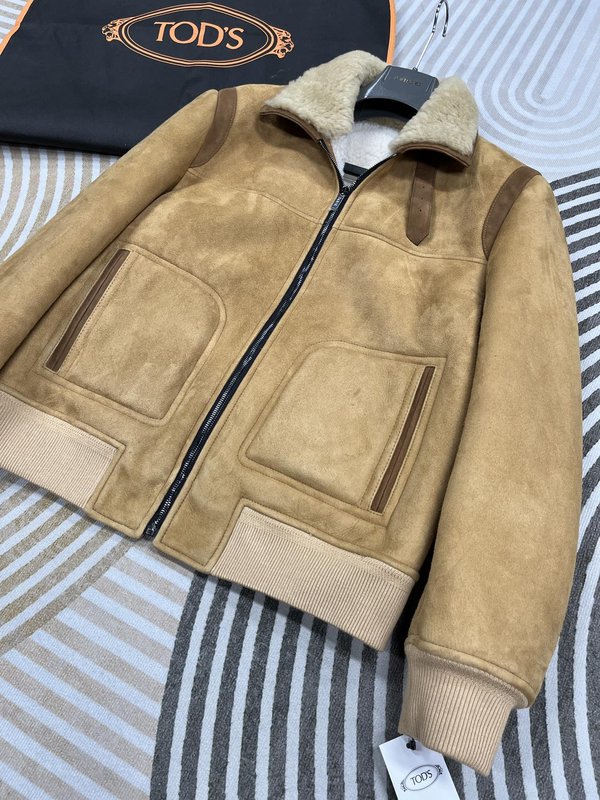 TODS 양모 피혁 재킷 (숏 스타일) 001-268405