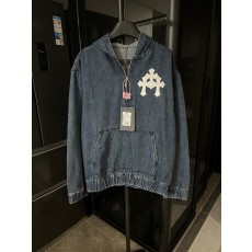 크롬하츠 반집업 데님 후드 스웨트셔츠 001-270612