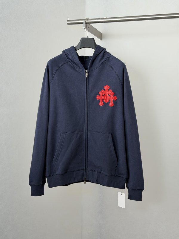 Chrome Hearts 남색 레드라벨 십자가 후드티 001-270637