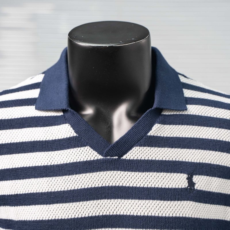 Ralph Lauren 스트라이프 세일러 칼라 니트 폴 001-270999