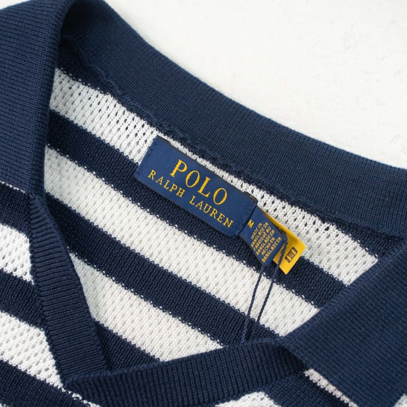 Ralph Lauren 스트라이프 세일러 칼라 니트 폴 001-270999