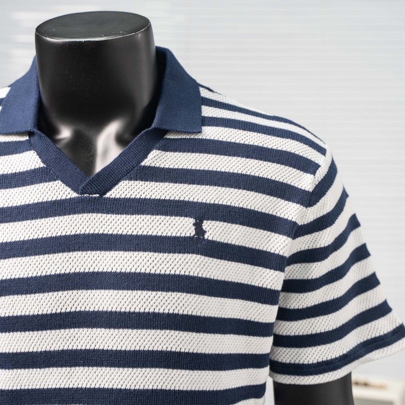 Ralph Lauren 스트라이프 세일러 칼라 니트 폴 001-270999