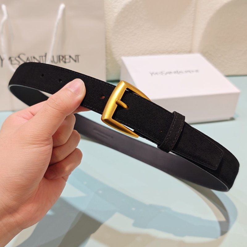 생로랑 스웨이드 소가죽 벨트 3.0cm 001-271126