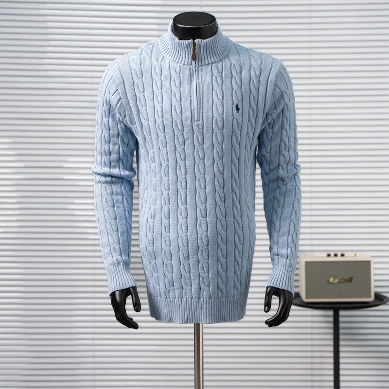 Ralph Lauren 순색 자수 폴로 반지퍼 니트 스 001-271420
