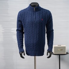Ralph Lauren 자수 포니 케이블 니트 하프 집 001-271422