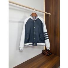 톰 브라운 포바 스트라이프 컬러블록 양가죽 야구 재킷 001-271448