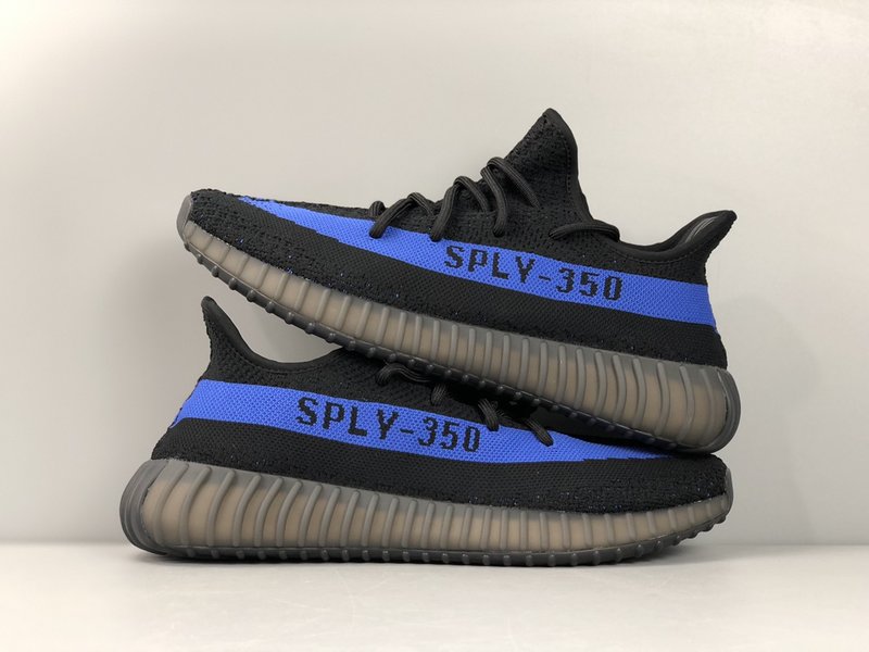 Yeezy 350v2 블랙/블루 오일페인트 스트라이프 001-271517