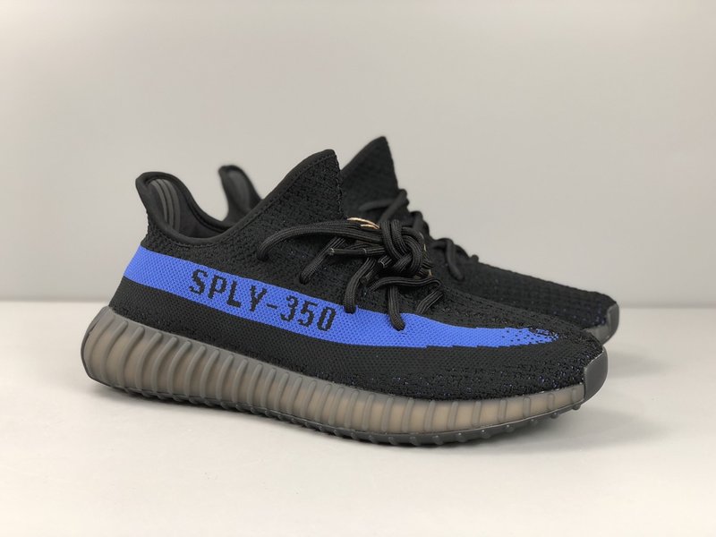 Yeezy 350v2 블랙/블루 오일페인트 스트라이프 001-271517