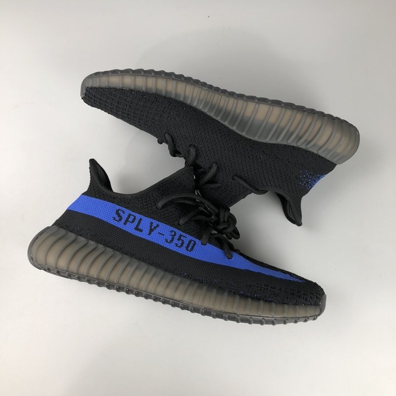 Yeezy 350v2 블랙/블루 오일페인트 스트라이프 001-271517