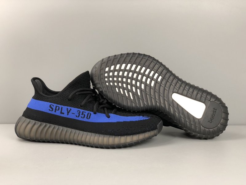 Yeezy 350v2 블랙/블루 오일페인트 스트라이프 001-271517