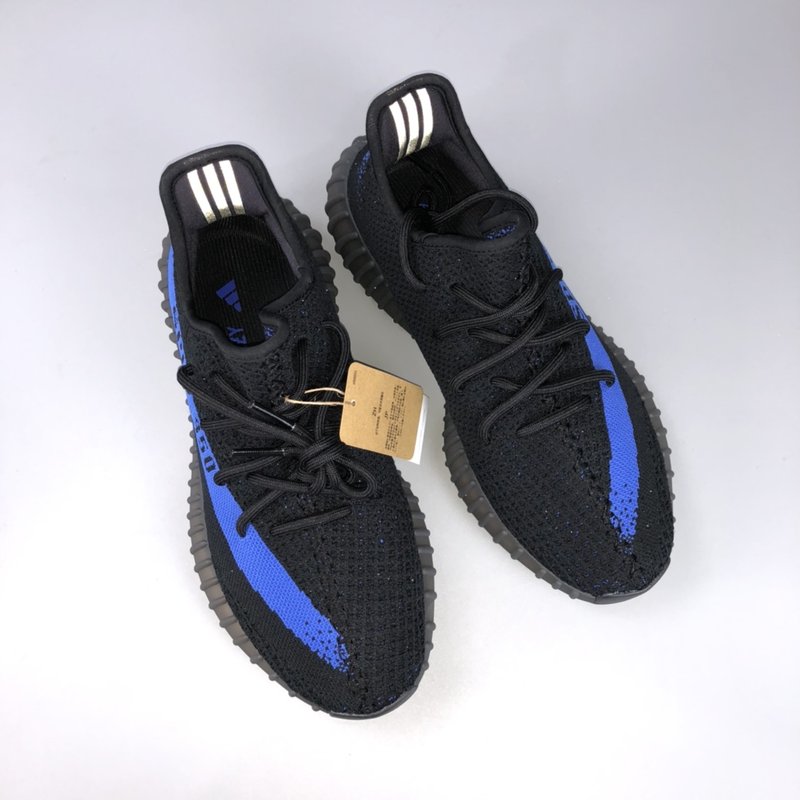 Yeezy 350v2 블랙/블루 오일페인트 스트라이프 001-271517