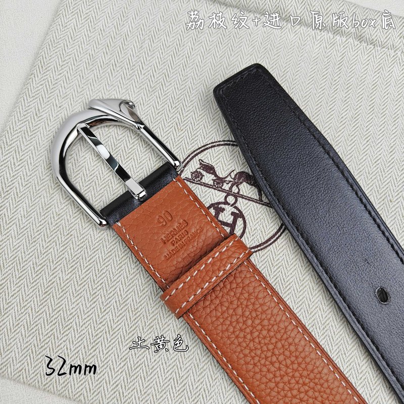 에르메스 핀버클 천연가죽 양면 벨트 32mm 001-271539