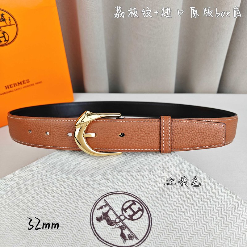 에르메스 핀버클 천연가죽 양면 벨트 32mm 001-271539