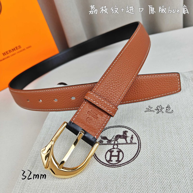 에르메스 핀버클 천연가죽 양면 벨트 32mm 001-271539