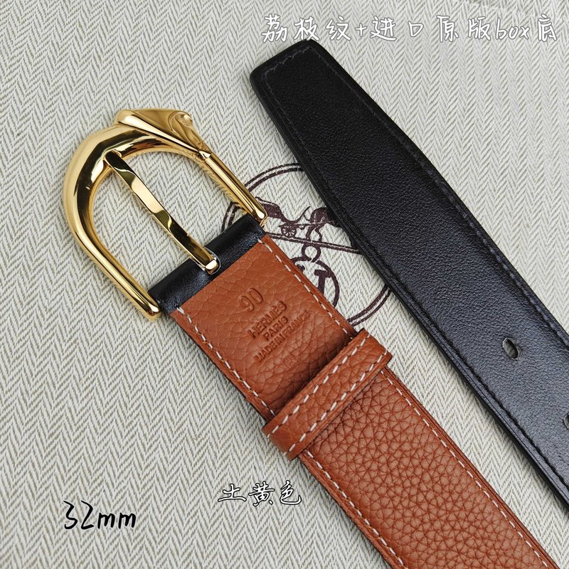 에르메스 핀버클 천연가죽 양면 벨트 32mm 001-271539