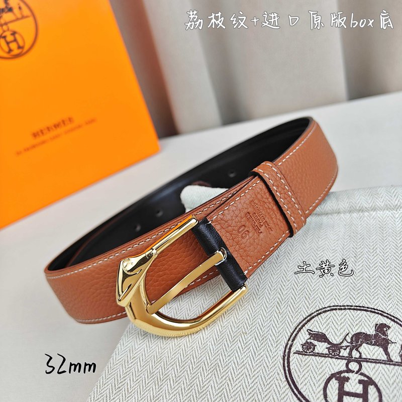에르메스 핀버클 천연가죽 양면 벨트 32mm 001-271539