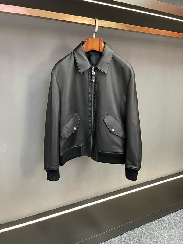 LV 미니멀리즘 턴다운 칼라 양피 라이더 자켓 001-271798