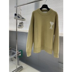 아미 파리 하트 자카드 라운드넥 스웨터 001-271832