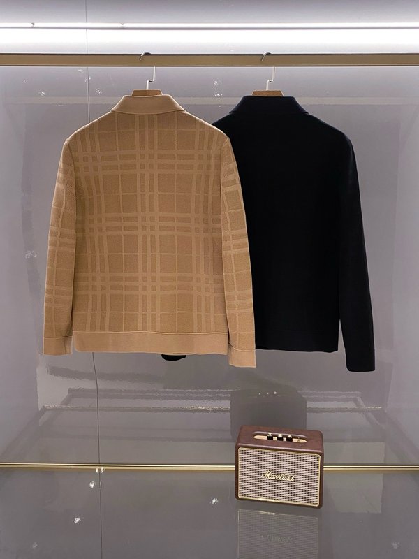 Burberry 남성용 자카드 체크 니트 가디건 001-271944