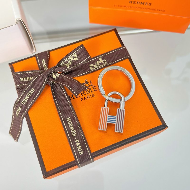 에르메스 레인보우 키링 메탈 자물쇠 키홀더 001-272467