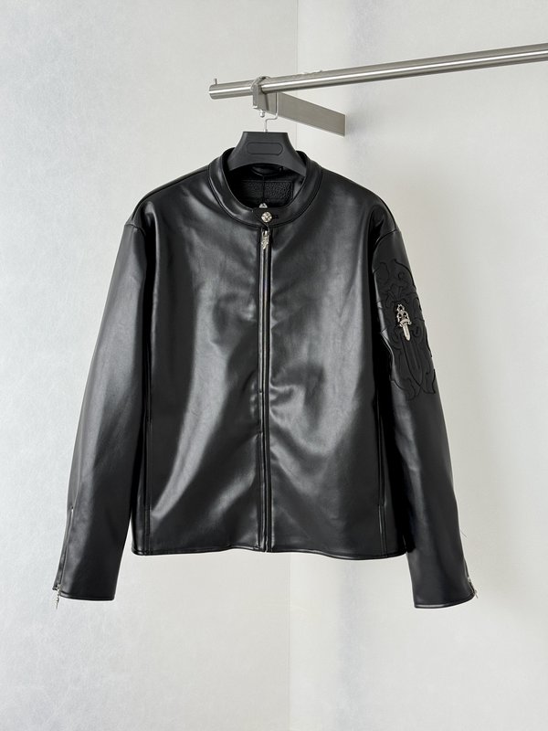 크롬하츠 입술 칼자수 가죽 자켓 001-273377