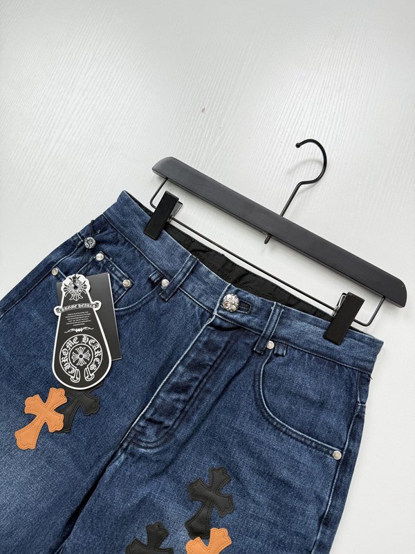 크롬하트 멀티컬러 크로스 패치 데님진 001-273436