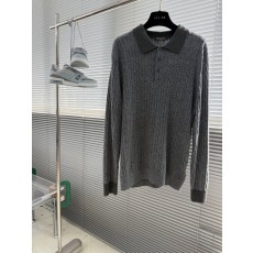 로로피아나 컬러블록 케이블 폴로넥 울 스웨터 001-273648