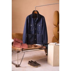 Loro Piana 워시드 코튼 코듀로이 칼라 데님 자 001-273980