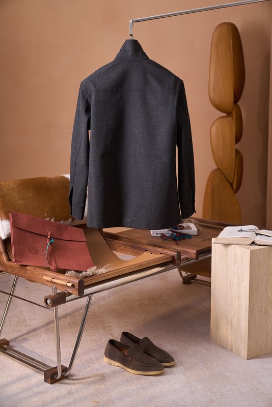 Loro Piana 울 혼방 포켓 4개 워크 셔츠 자켓 001-273984
