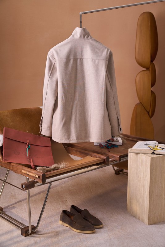 Loro Piana 울 혼방 워크 카라 셔츠 자켓 001-273998