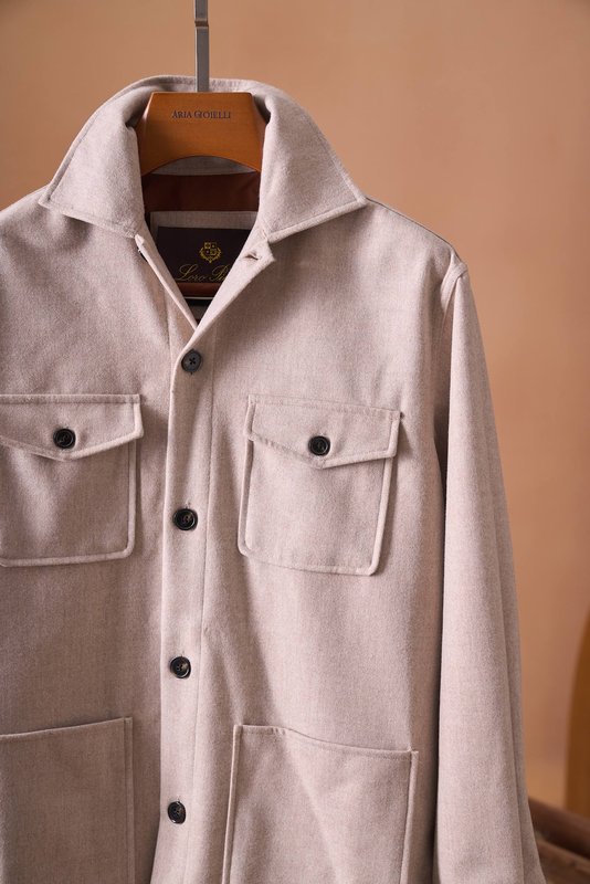 Loro Piana 울 혼방 워크 카라 셔츠 자켓 001-273998