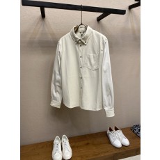 1V 혼합 가죽 자수 로고 셔츠 자켓 001-274060