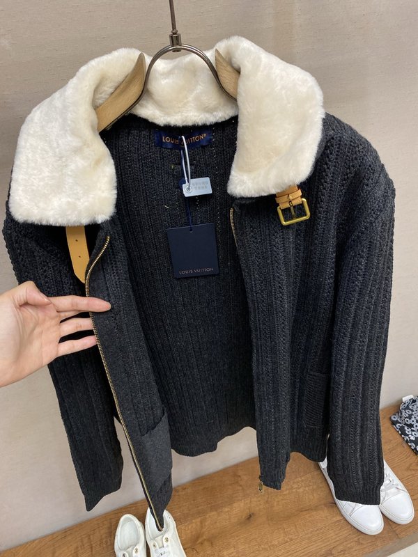 LV 캐시미어&울 혼방 퍼 칼라 자켓 코트 001-274170