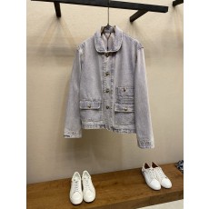 루이비통 연보라색 구리 단추 자수 데님 자켓 001-274200