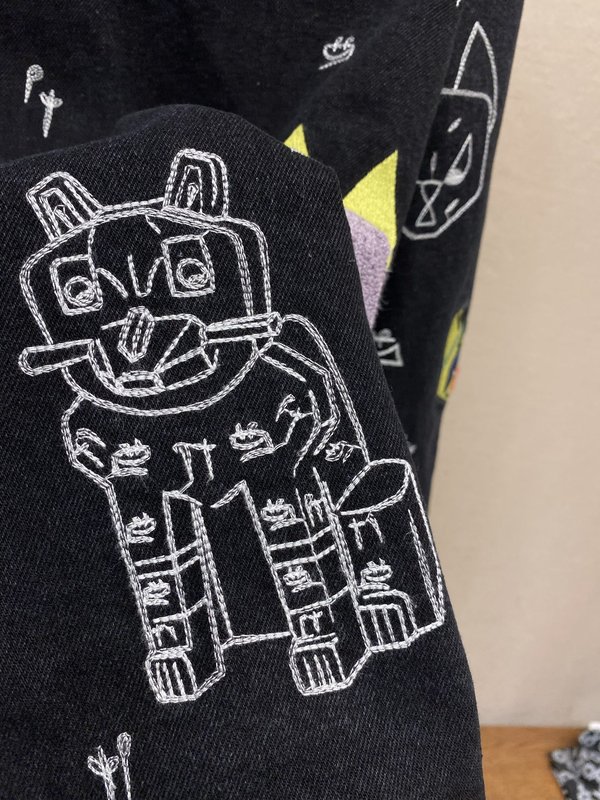 로에베 Louis Wain 콜라보 고양이 자수 데님 재 001-274929