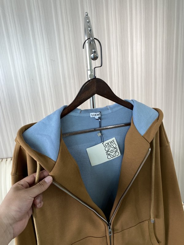 LOEWE 컬러블록 후드 지퍼 스웨트셔츠 001-274933