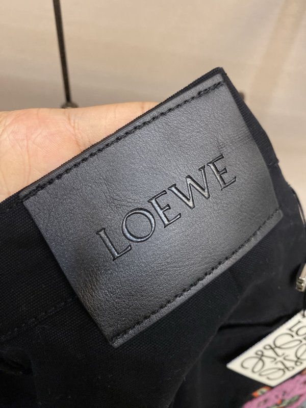 Loewe 루이스 웨인 고양이 자수 와이드 청바지 001-274976
